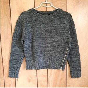 Wilfred Free Marled Cropped Sweater 100% Cotton Side Zipper Dolman Sleeve XS